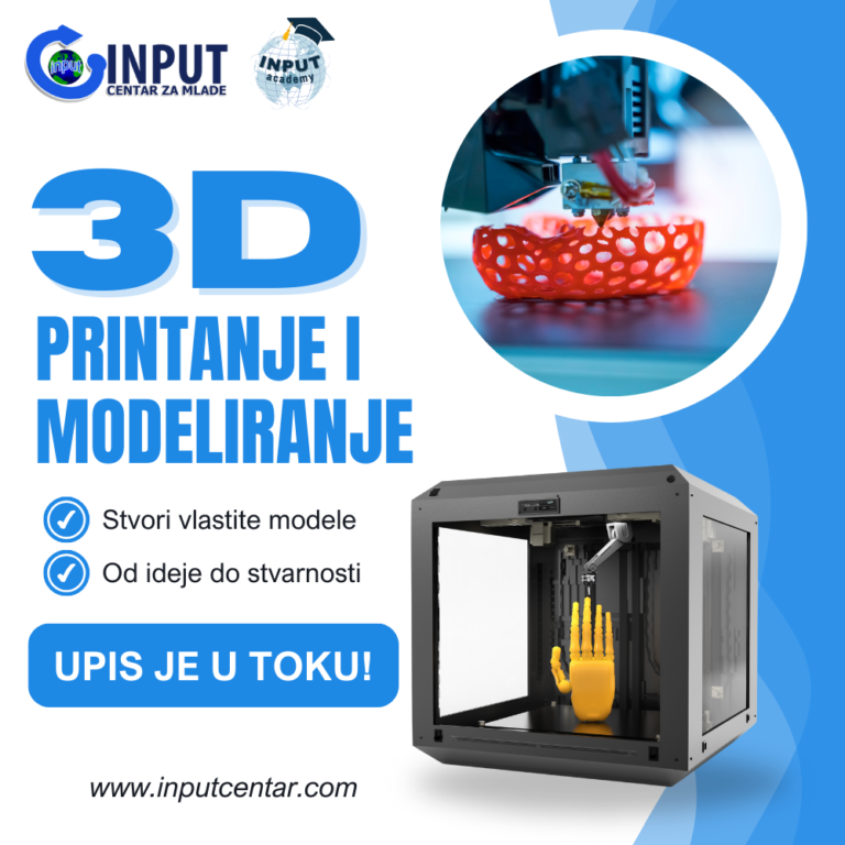 Naučite 3D modeliranje i printanje u Centru za mlade INPUT!