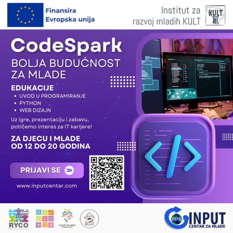 Poziv mladima: Prijavite se na IT edukacije “CodeSpark: Bolja budućnost za mlade”!